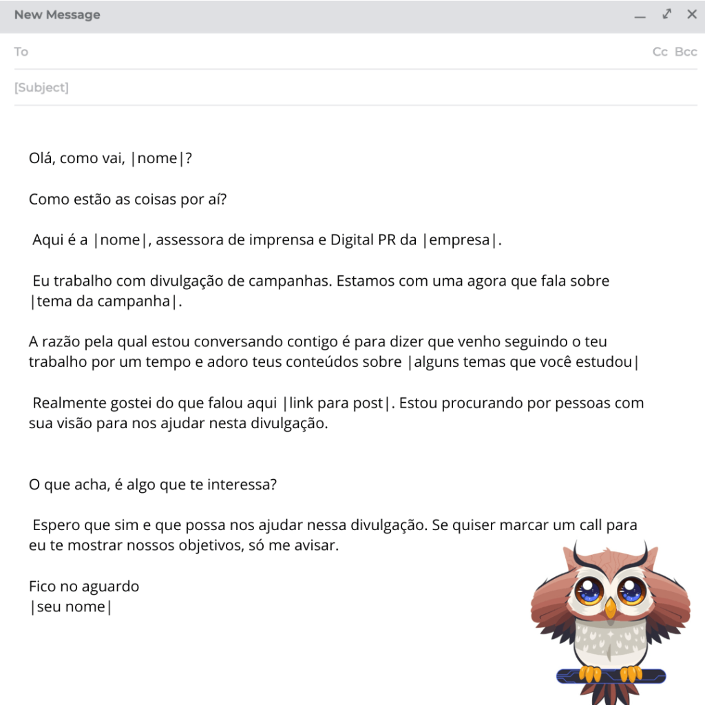 template de email para contatar influencer digital