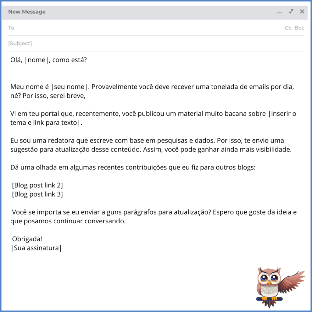 Template para email com oferta de contribuição de conteúdo informativo