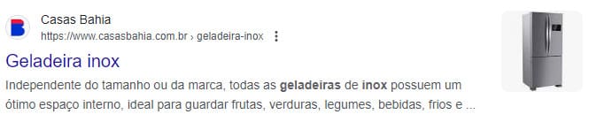 Exemplo de snippet sem dados estruturados.