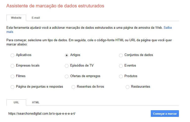 Print screen da tela do assistente de marcação do Google.