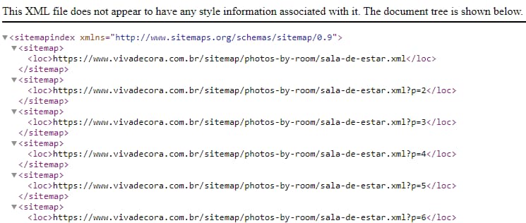 Print de uma página de sitemap de imagens.