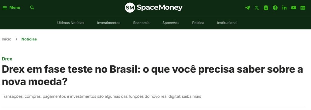 Print da matéria publicada no SpaceMoney.