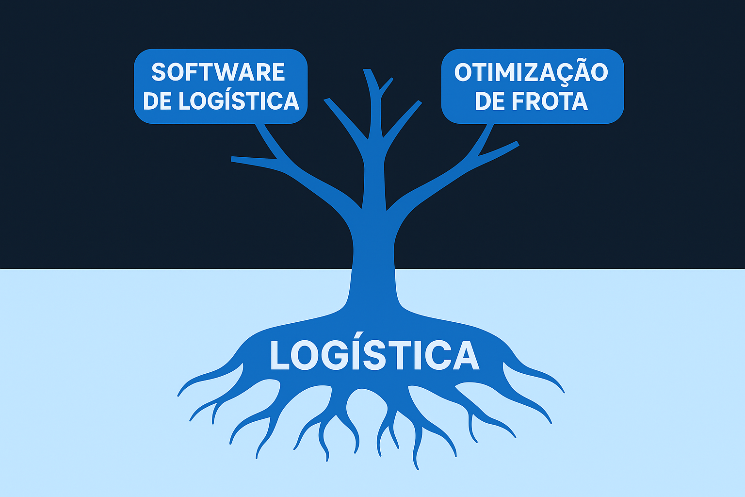 Esta imagem apresenta uma representação visual em formato de árvore para ilustrar conceitos relacionados à logística.